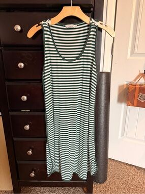Ekouaer Green & White Striped Tank Dress - Lightweight Casual Sundress